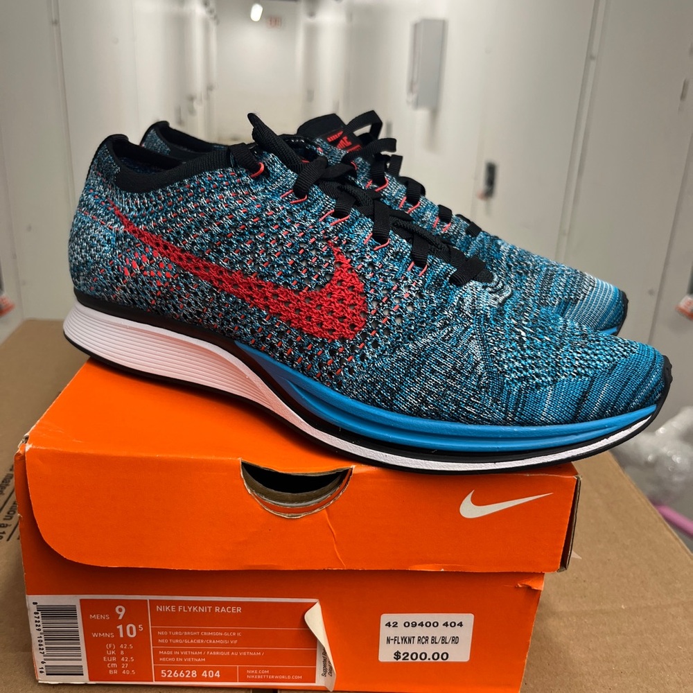 Nike Flyknit Racer Black and Red Shoes